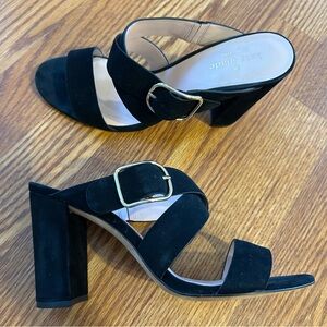 Kate Spade Orchid Suede Block Heel Sandals (buckled, slip-on)